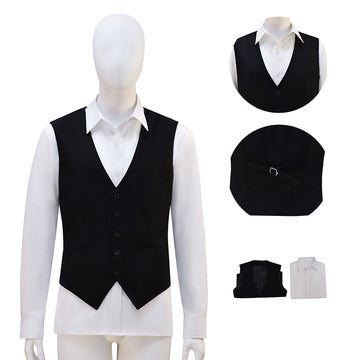 Doctor Who 12th Dark Black Vest with White French Shirt Cosplay Costume BEcostume